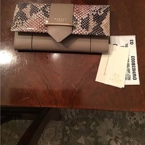 Radley London Taupe and Black Snake Print Clutch